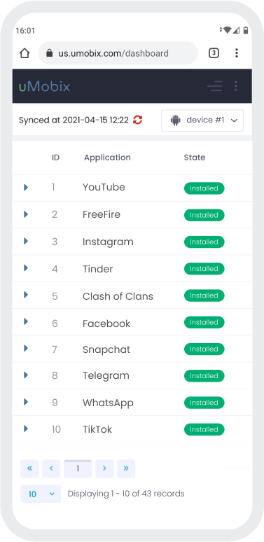 Lista de aplicaciones instaladas